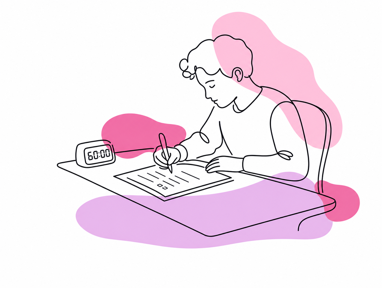 Student completing a timed writing exercise